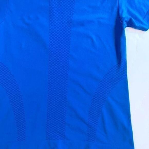 Jockey Women activewear checkered print top/t-shirt M foul blue short sleeves - Picture 5 of 9